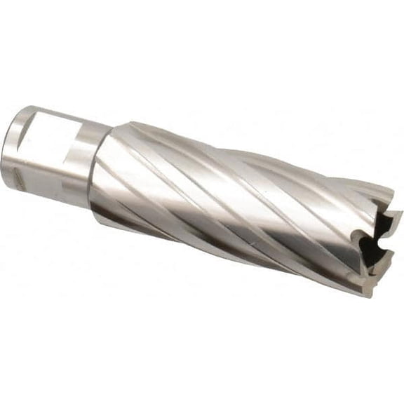 Hougen 15/16" Cutter Diam x 2" Cutting Depth, Bright Finish, HSS Annular Cutter 3/4" Diam Weldon Flat Shank