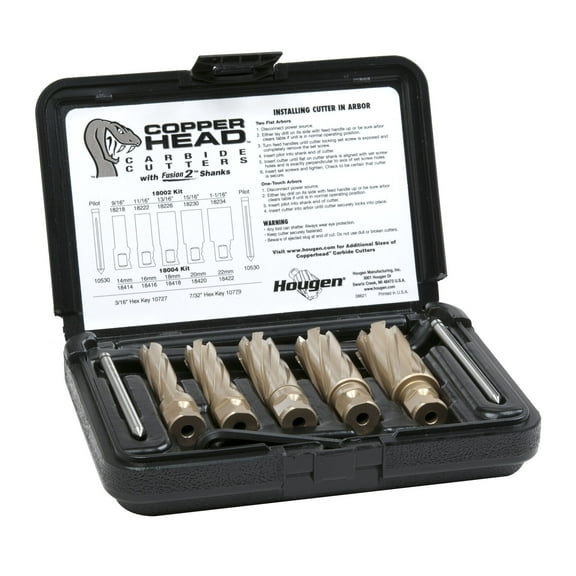 Hougen B3185357 0.562 x 0.687 x 1.062 in. Dia. Copperhead Carbide Annular Cutter Kit - 2 in. Depth of Cut