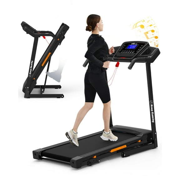 Hougerlay Foldable Treadmill with 3 Incline, Folding Treadmill for Home Gym Electric Treadmill Workout Running Machine, Handrail Controls Speed, Pulse Monitor,Space Save Easily Install,APP
