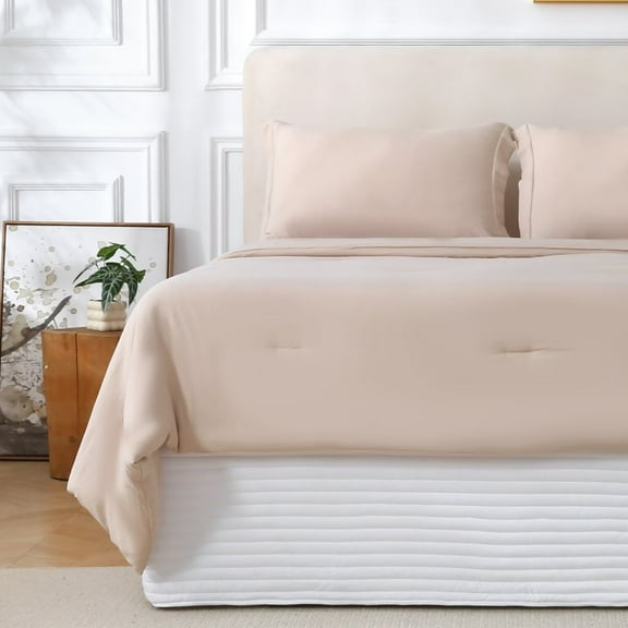 Houieso Queen Size White Bed Skirt with 14-Inch Drop, Easy Fit Wrap-Around Cover for Bed, Wrinkle-Free and Fade-Resistant Box Spring Cover.(White Stripes, Queen)