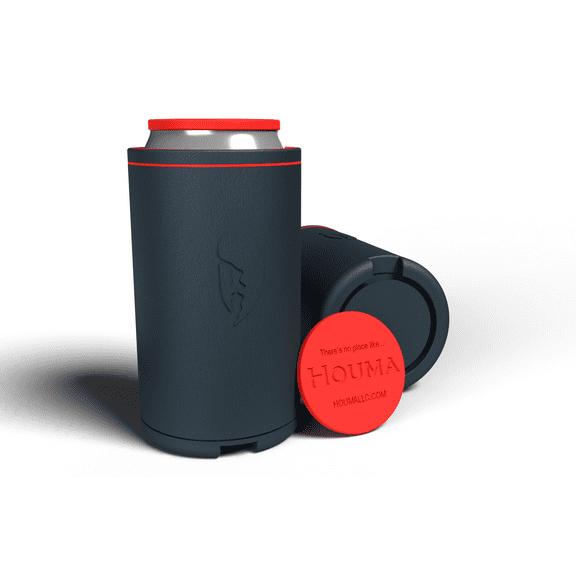 Houma Shell: Stainless Steel, Vacuum-Sealed, Can-Cooler w/ Built-in Storage for Cap for 12 0z. Cans