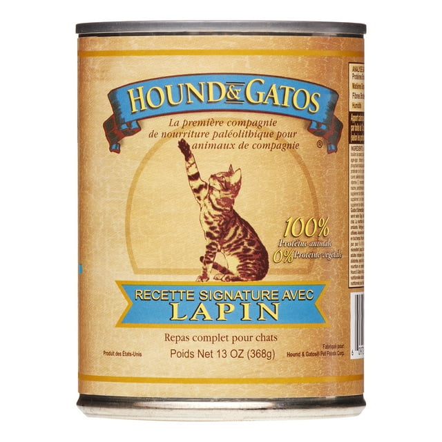 Hound & Gatos Pet Food GrainFree Rabbit Wet Cat Food, 13 Oz