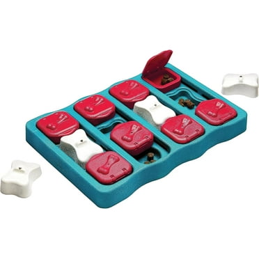 Hound Nina Ottosson Dog Brick Dog Puzzle Interactive Treat Puzzle Dog Enrichment Dog Toy, Level 2 Intermediate, Blue