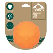 Hound2O Dog Chew Toys - Squeaky Fetch Ball, Orange - Tough, Engaging, & Interactive Toys for All Breeds - Chew, Chase, & Fetch - Durable Non-Toxic Materials That Float, Easy to Clean for Outdoor Play