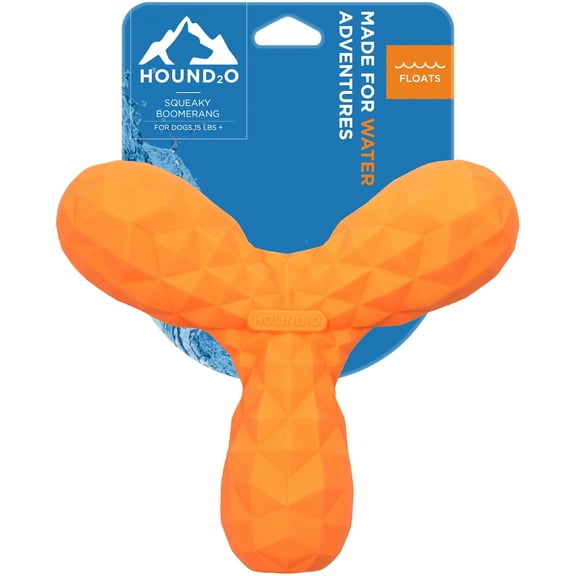 Hound2O Outdoor Dog Toy, Squeaky Boomerang, Orange