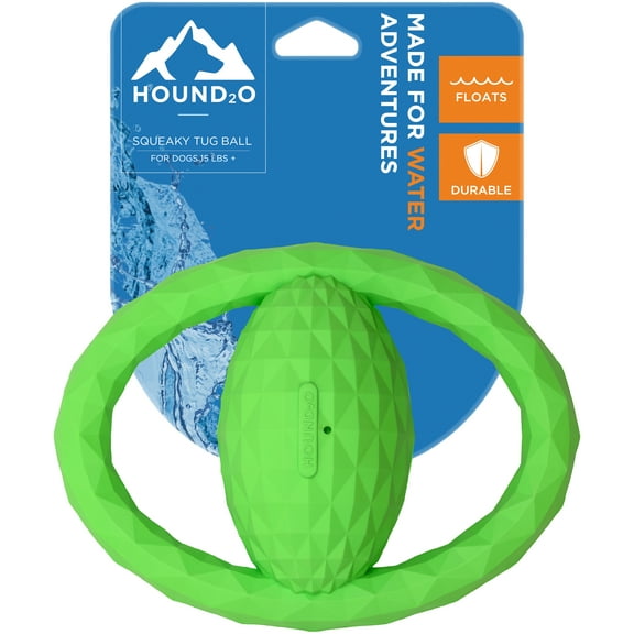 Hound2O Dog Toys | Squeaky Tug Ball, Green | Durable Tug of War Toy for Dogs