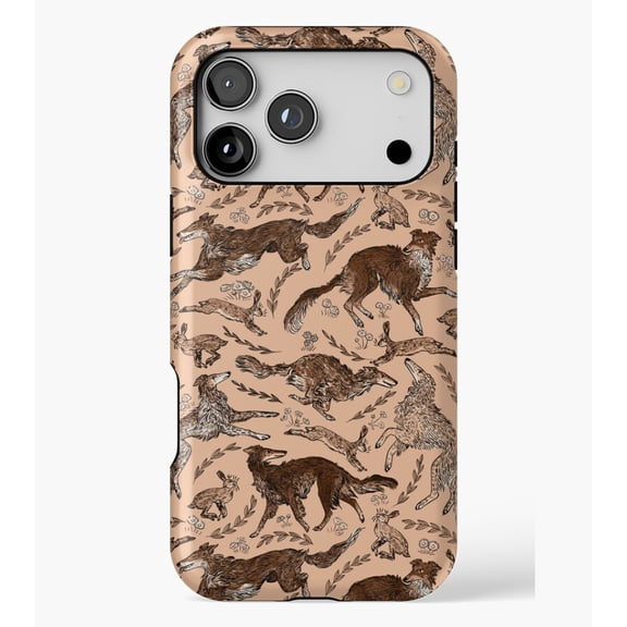 Hounds and Hares - Sepia Shaded M2865, Protective Case for iPhone 17 16 15 14 13 12 11 Pro Max – Modern Unisex Style