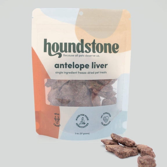 Houndstone Antelope Liver Freeze-Dried Pet Treats, 2-oz bag