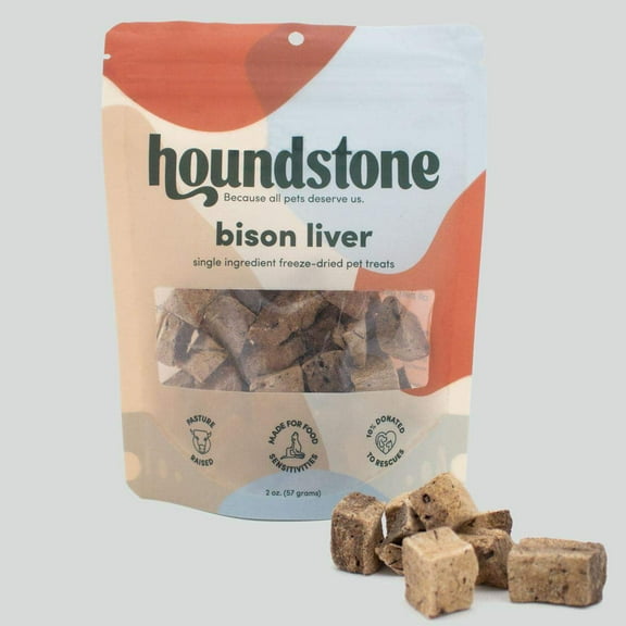 Houndstone Bison Liver Freeze-Dried Pet Treats, 2-oz bag