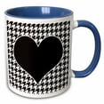 thumbnail image 1 of 3drose, Houndstooth and Black Heart, 11oz Two-tone Blue Mug, 1 of 6