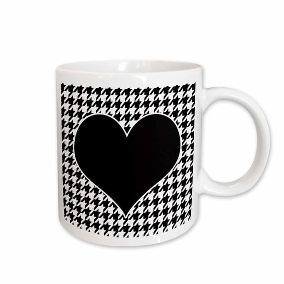 3drose, Houndstooth and Black Heart, 15oz Mug
