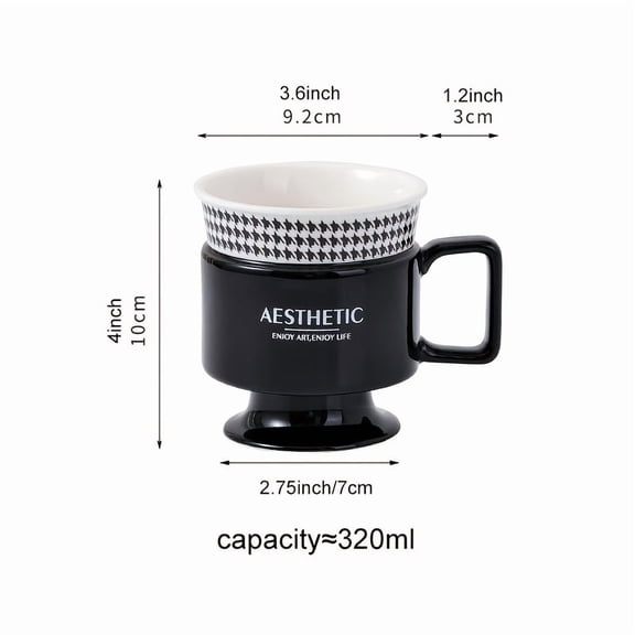 Houndstooth Ceramic Mug - Coffee Cup with Houndstooth Pattern, & Dishwasher Suitable for Home, Office, Tea/Coffee, Birthday/Christmas Gift