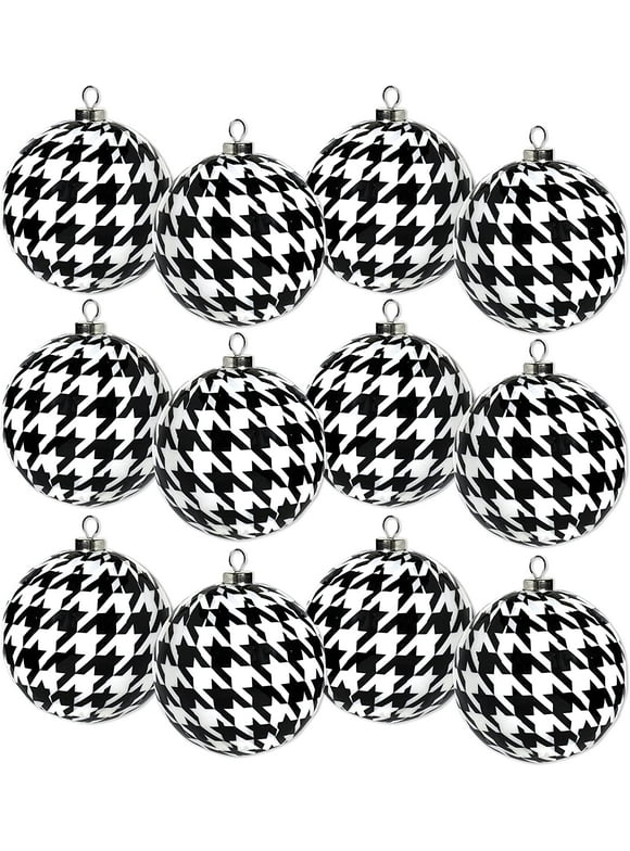 Houndstooth Christmas Ornaments (12 Pack)! Classic Black and White Check Pattern. Alabama Houndstooth Collection by Havercamp