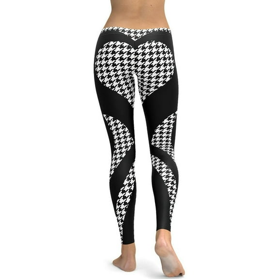 Houndstooth Heart Shaped Leggings Size: XS for Women | FIERCEPULSE