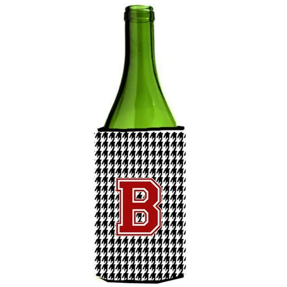 Houndstooth Monogram Initial B Wine Bottle Hugger