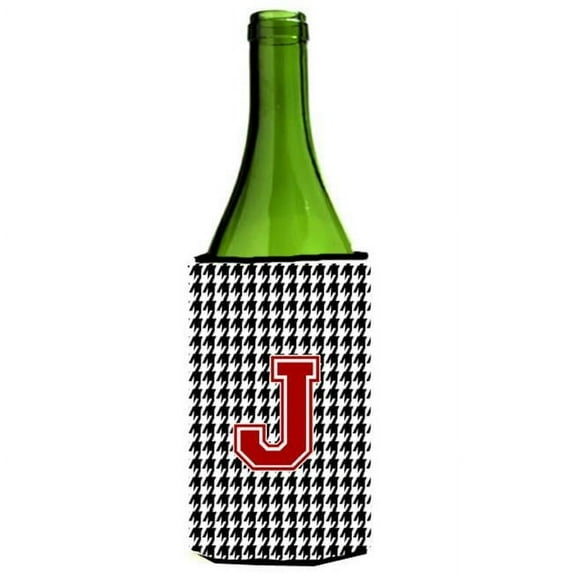 Houndstooth Monogram Initial J Wine Bottle Hugger