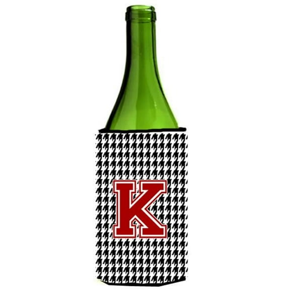 Houndstooth Monogram Initial K Wine Bottle Hugger