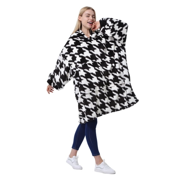 Catalonia Houndstooth Oversized Blanket Hoodie Sweatshirt,Giant Flush Pullover with Large Front Pocket,Super Soft Warm Comfortable for Adults Men Women Teenagers Kids Wife Girlfriend