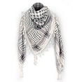 thumbnail image 1 of Houndstooth Palestine Scarf Keffiyeh Arafat Hatta Cotton Wide Scarf with Tassels, Shemagh Arab Cotton Unisex Scarves, 1 of 7