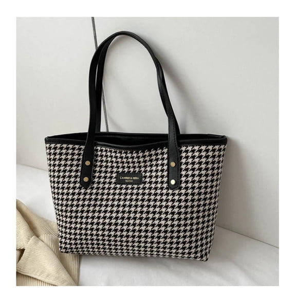Houndstooth Shoulder Bag Winter Fashion Commuting Handbags WOmen Large Capacity Totes Casual Shopping Bag