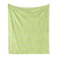 thumbnail image 1 of Houndstooth Soft Flannel Fleece Throw Blanket, Abstract Textile Pattern Scottish Four-Pointed Checks Motif, Cozy Plush for Indoor and Outdoor Use, 50" x 60", Lime Green White, by Ambesonne, 1 of 5