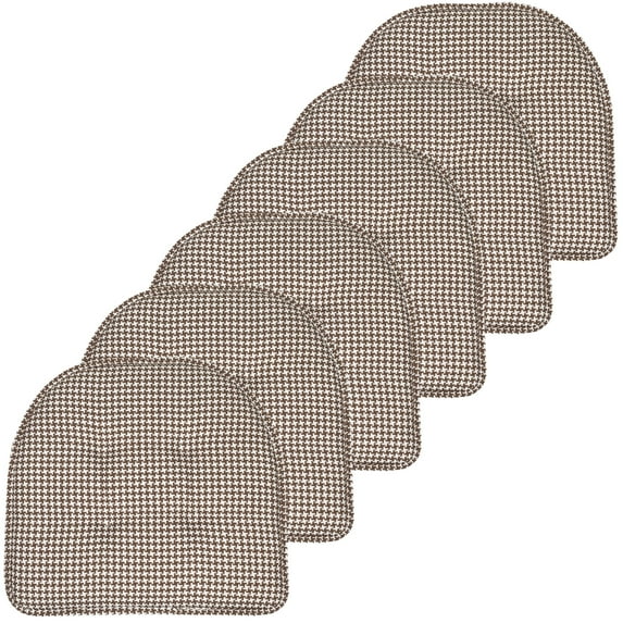 Houndstooth U-Shaped 16 x 17 Memory Foam Chair Pad Brown 6 Pack