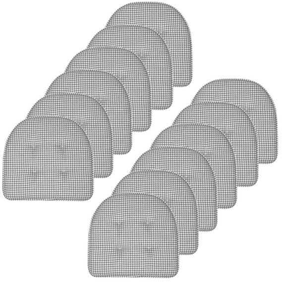 Houndstooth U-Shaped 16 x 17 Memory Foam Chair Pad Gray 12 Pack