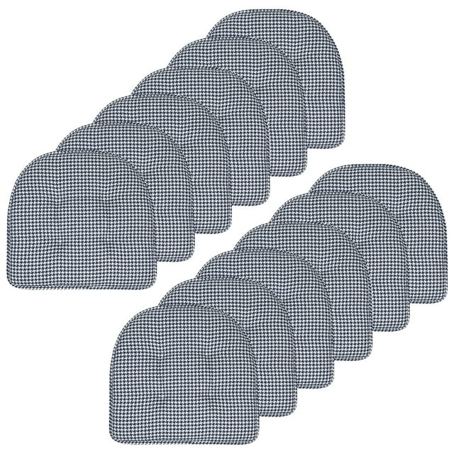 Houndstooth U-Shaped 16 x 17 Memory Foam Chair Pad Navy 12 Pack