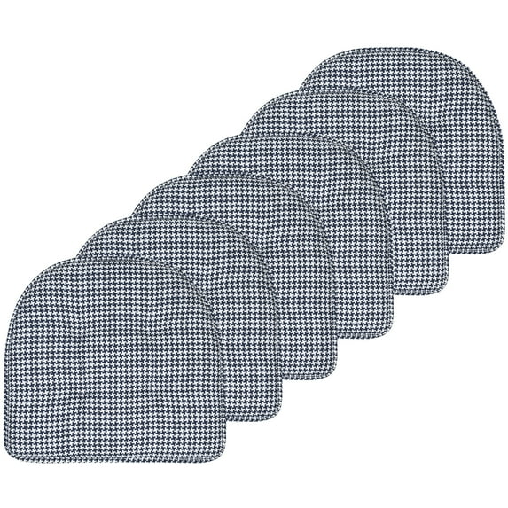 Houndstooth U-Shaped 16 x 17 Memory Foam Chair Pad Navy 6 Pack