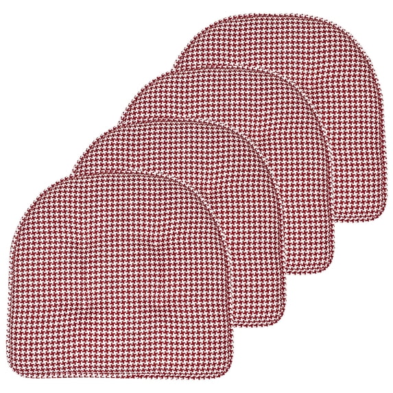 Houndstooth U-Shaped 16 x 17 Memory Foam Chair Pad Red 4 Pack