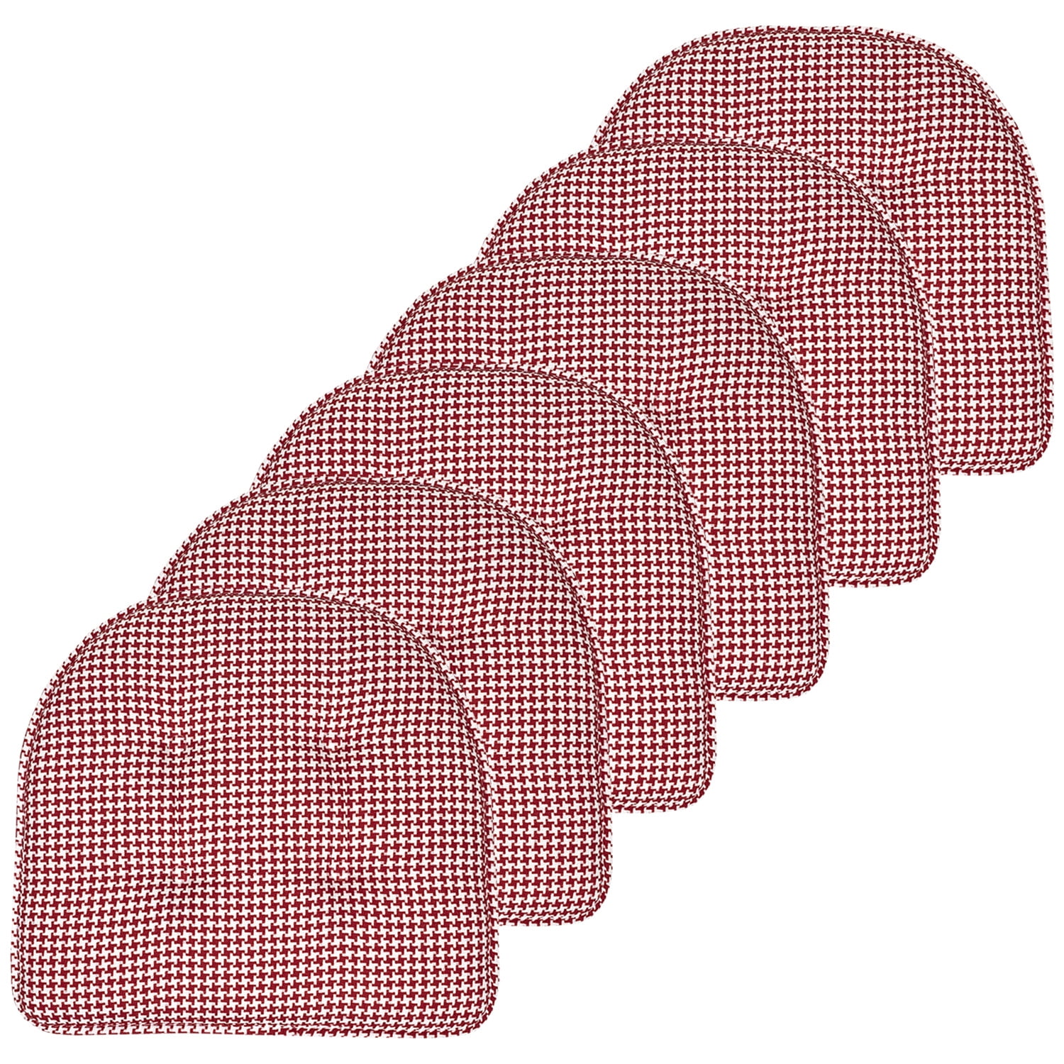 Red Houndstooth Memory Foam Dining Chair Cushions, Set of 6