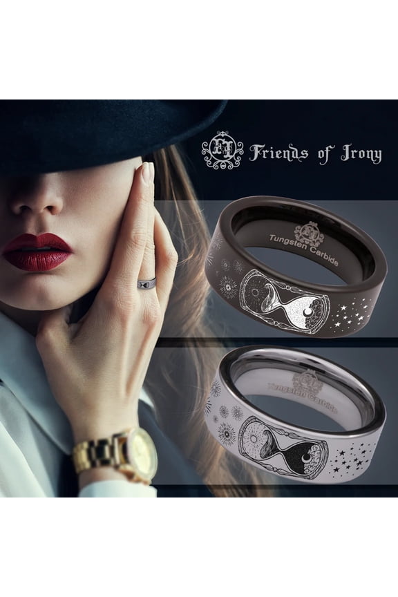 Hour Glass Tungsten Carbide Ring