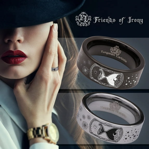 Hour Glass Tungsten Carbide Ring