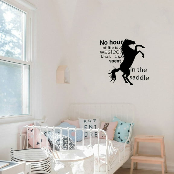 No Hour of Life is Wasted Equestrian Quote Jumper Horse Jumping Horse Quotes Saying Wall Art Sticker Designs Vinyl Stickers For Home House Walls Rooms Window Bedroom Decoration Size (40x40 inch)