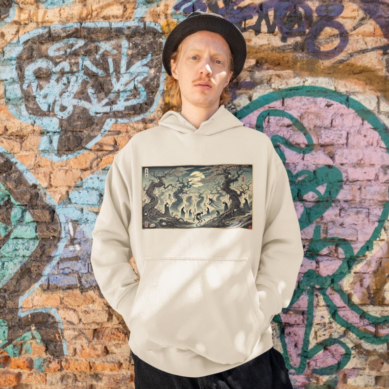 Hour of Meeting Evil Spirits Hoodie Japanese Mythology Woodblock