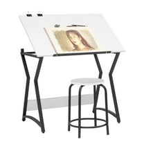 Hourglass 2 Pc. Craft Set Drafting Table 30" High with Angle Adjustable Top and Stool-13296