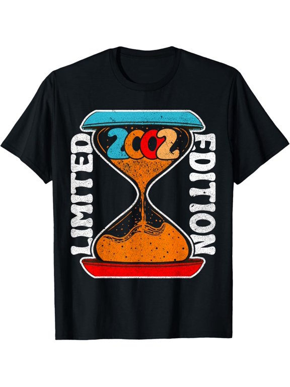 Hourglass 22 Year Old 2002 Limited Edition 22nd Birthday T-Shirt men and women can wear, black, white, gifts