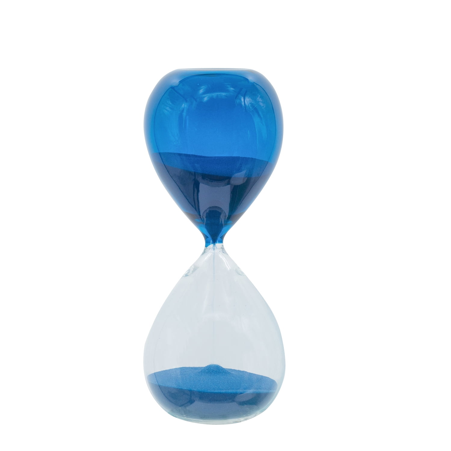 Elegant Blue Glass Hourglass with Vibrant Sand