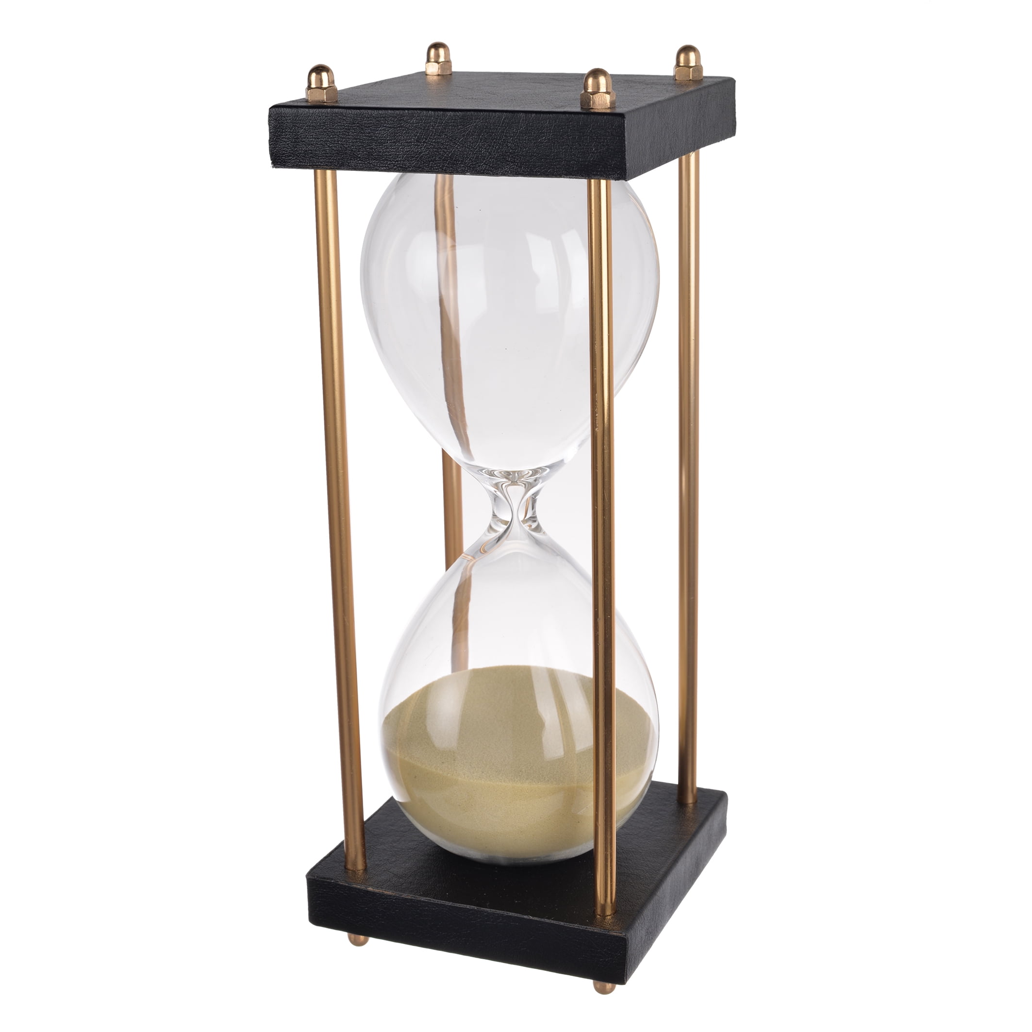 Elegant Black and Tan Hourglass with Gold Stand