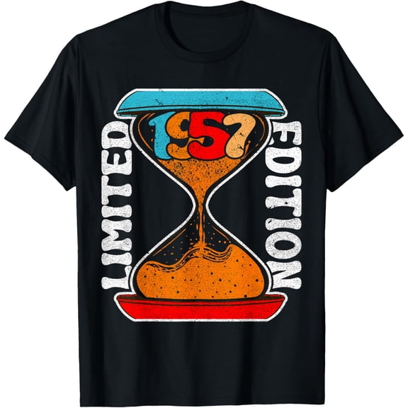 Hourglass 67 Year Old 1957 Limited Edition 67th Birthday T-Shirt men and women can wear, black, white, gifts