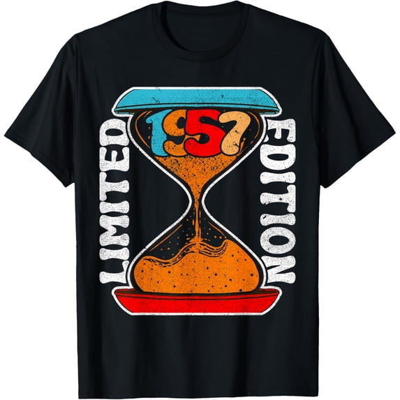 Hourglass 67 Year Old 1957 Limited Edition 67th Birthday T-Shirt men and women can wear, black, white, gifts
