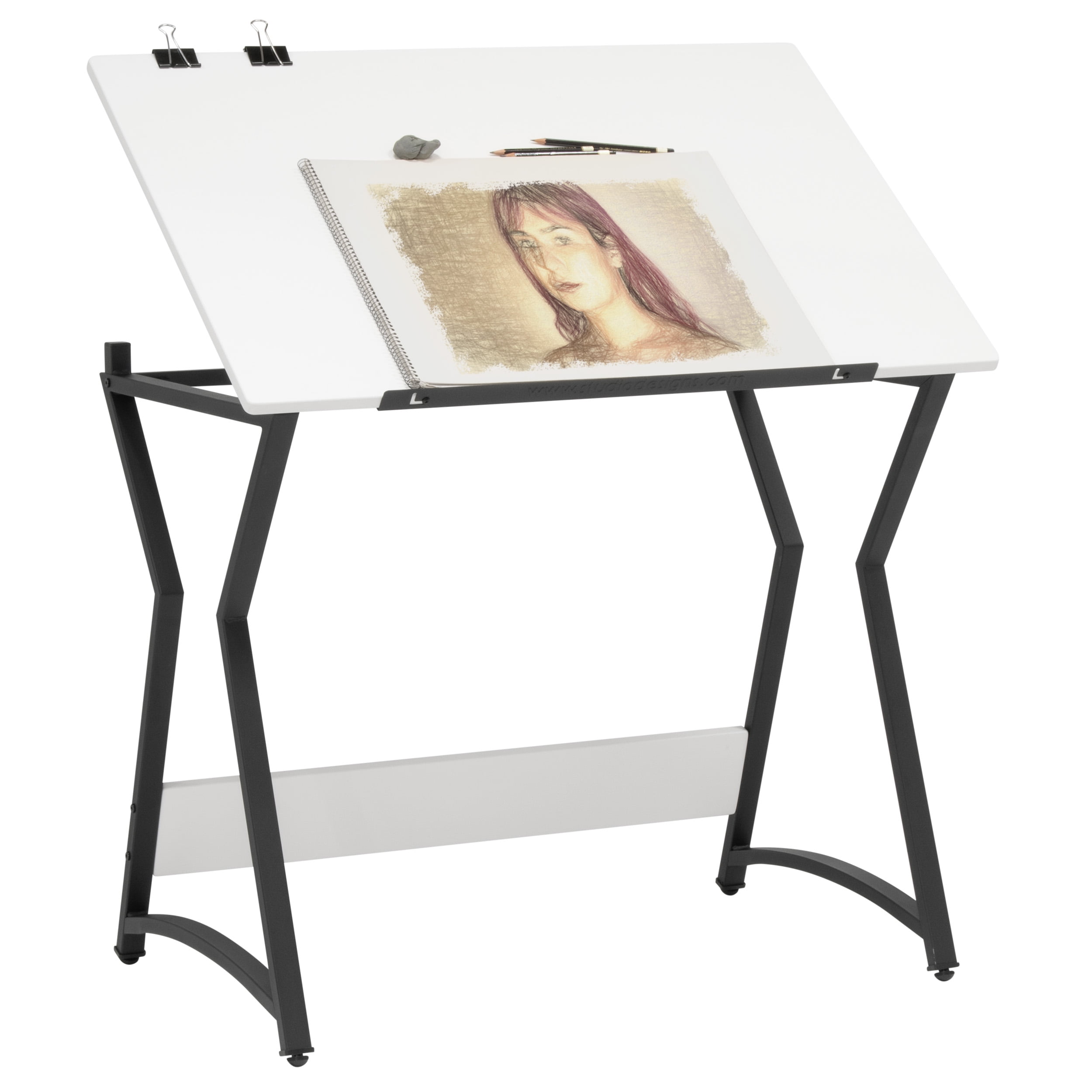36" Wide Adjustable White and Black Craft Drawing Table