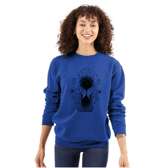 Hourglass Hands Crystal Ball Celestial Women Crewneck Sweatshirt Brisco Brands X