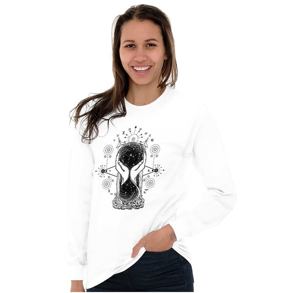 Hourglass Hands Crystal Ball Celestial Women Plus Size Long Sleeve Graphic Tee Brisco Brands 3X