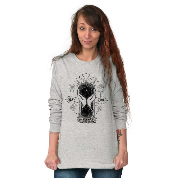 Hourglass Hands Crystal Ball Celestial Women's Long Sleeve T Shirt Brisco Brands M