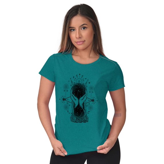 Hourglass Hands Crystal Ball Celestial Women's T Shirt Ladies Tee Brisco Brands X