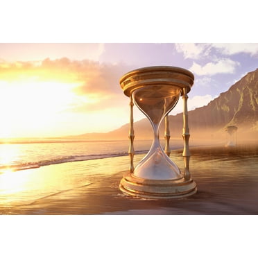 Hourglass on Ocean Beach Photo Photograph Sunset Palm Landscape Pictures Scenic Scenery Tropical Nature Photography Paradise Scenes Cool Wall Art Print Poster 18x12