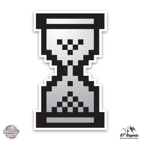 Hourglass Pixel Computer Old School - 12" Vinyl Sticker Waterproof Decal