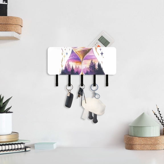 Hourglass Planet Key Holder for Wall Mail Holder Organizer with 5 Key Hooks Wall Mount Key Rack with Shelf