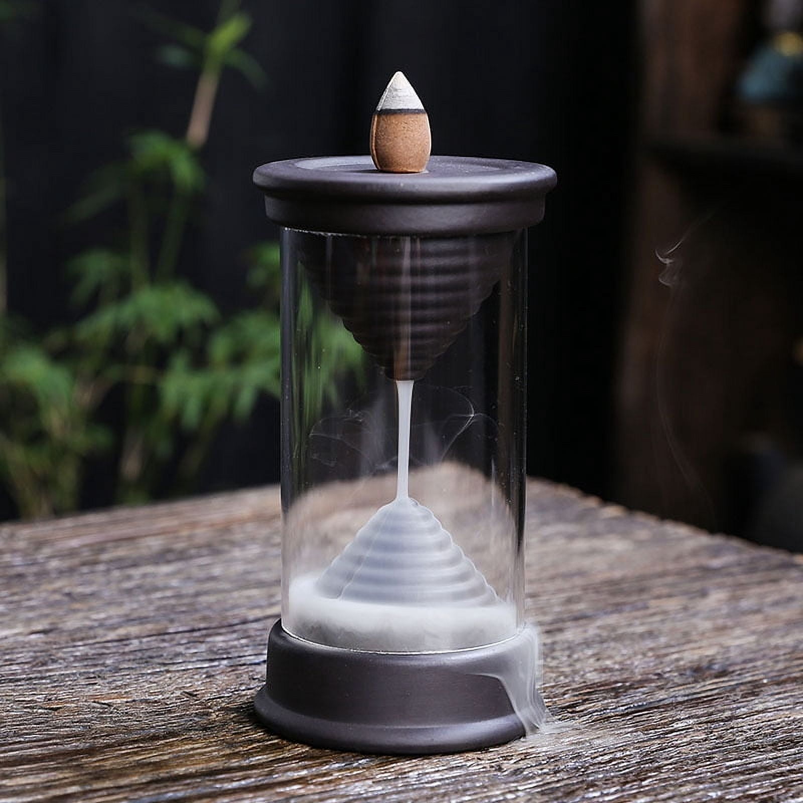 Hourglass Reflux Incense Burner Waterfall Incense Holder Bracket Glass Windshield for Yoga Office Home Decoration Deodorant